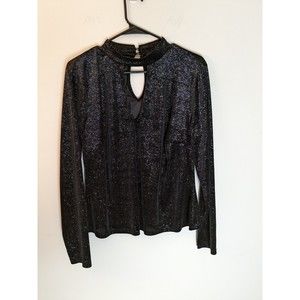 Forever 21 +, Size 0X, Black and Sparkly Keyhole Long Sleeve Knit Sweater